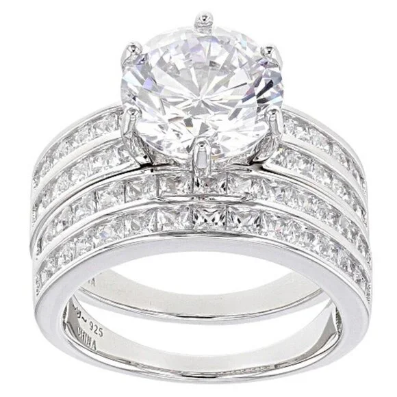 Bella Luce 9.25ctw Rhodium Over .925 Sterling Silver Ring With Band Size 8 EUC - Picture 1 of 9